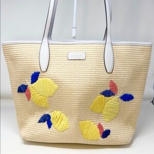 Kate Spade New York Ash Straw Lemon Zest Large Tote